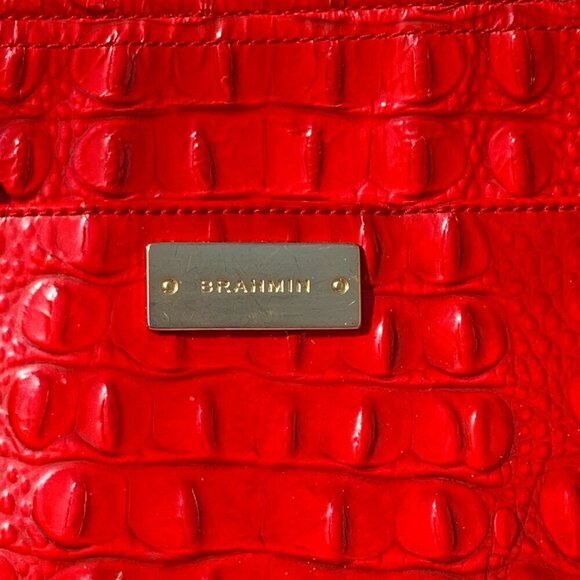 Brahmin Medium Cherry Red Croc Embossed Asher Tote - Picture 3 of 16